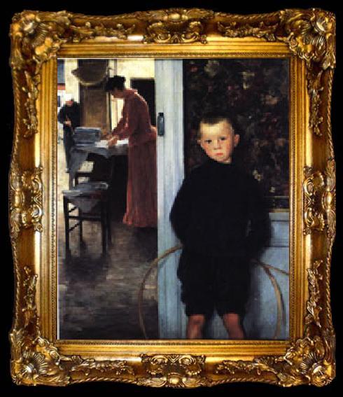 framed  Paul Mathey Woman and Child in an Interior, ta009-2